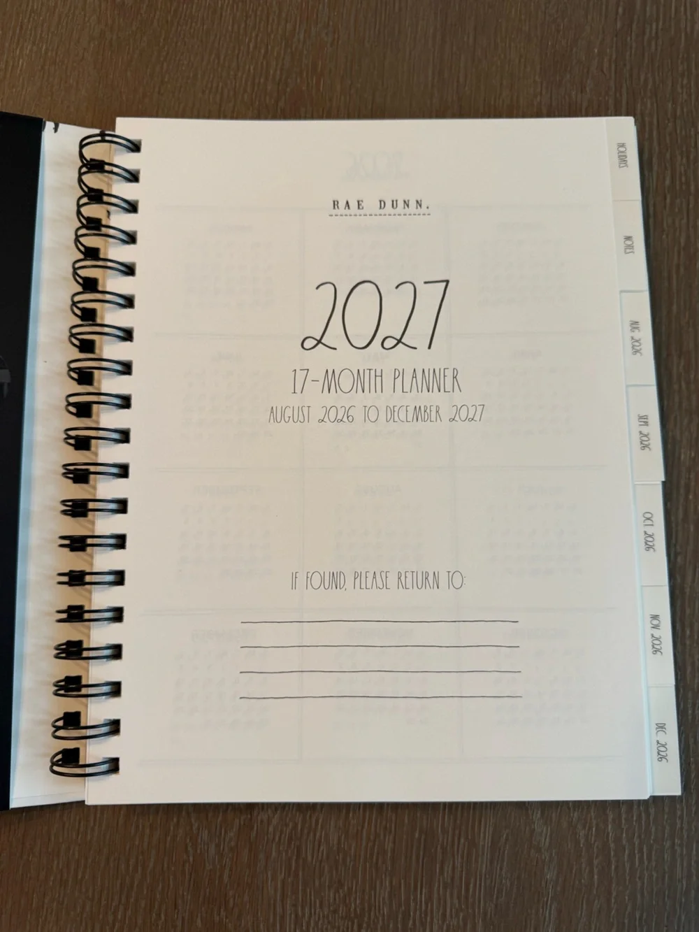 NWT Rae Dunn Floral Flower 2026-2027 Hard Cover Planner
